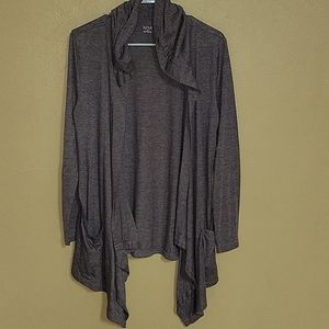 Asymmetrical open knit cardigan